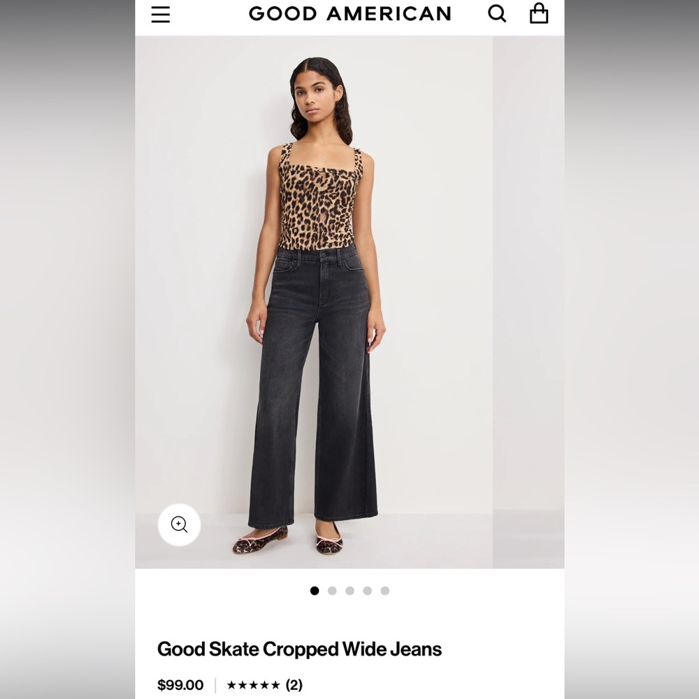 Good American Black Wide-Leg Jeans
